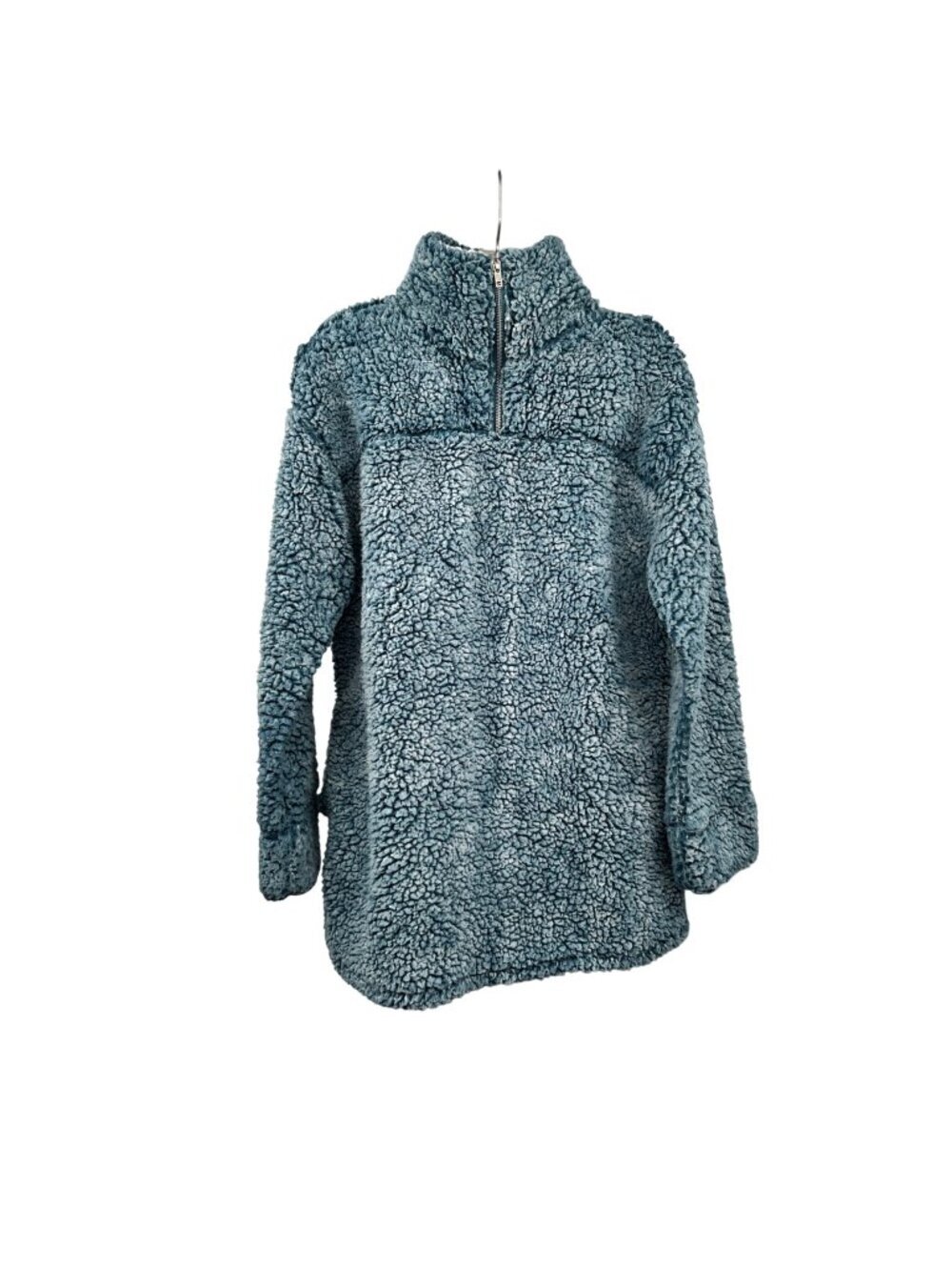 Fantastic Fawn Sherpa Pullover Blue Teal 1/4 Zip Size Medium Pockets